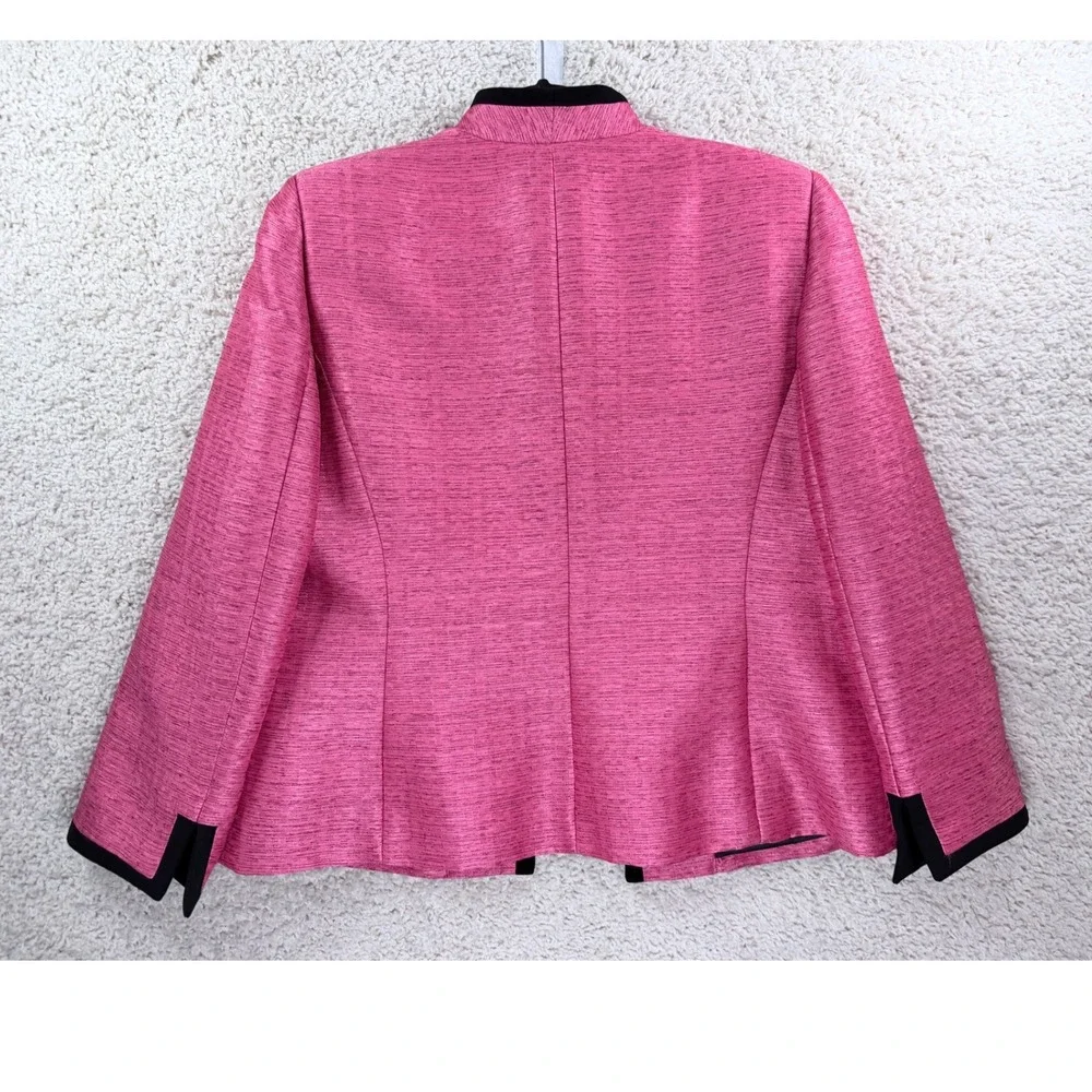 Kasper Blazer & Top Set Womens 18 Pink Excellent Textured Contrast Trim Suit